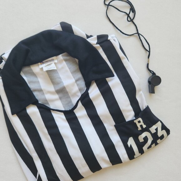 California Costumes Halloween Adult Referee Shirt Black & White Striped Party - Picture 3 of 5